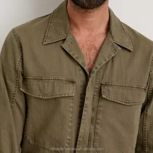 Mono de algodón personalizado para hombre, conjunto de una pieza con bolsillos laterales en el pecho y cuello, OEM