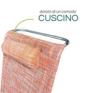 Chaise de plage en aluminium avec accoudoirs 55x46x80 cm, chaise inclinable à 7 positions avec coussin - Product Image 3