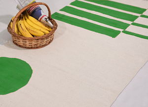 Alfombra de Algodón Verde con Estampado de Bloques Dhurrie, Decoración Moderna para el Hogar, Alfombra Grande Hecha a Mano, Antideslizante y Ecológica - Product Image 5