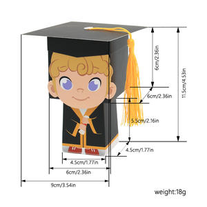 2024 cappello da scapolo con scatola di caramelle cappello da dottore laurea scatole <span class=keywords><strong>regalo</strong></span> di imballaggio sacchetti con nappe celebrazione festa decorazione del partito - Product Image 5