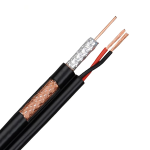 <strong>Copper</strong> Conductor 20 AWG PE Insulation 12V Rated Weave <strong>Wire</strong> Mesh Coaxial Cable CCTV CATV RG59+2C Roll - Product Image 1