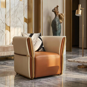 Sillón Giratorio de Lujo 360° con Detalle de Piel de Oveja, Diseño Italiano, Patas de Titanio, Garantía de 5 Años - Product Image 1
