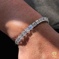 Pulsera de Moissanita de Lujo con Corte Asscher, Estilo Diamante Brillante y Elegante Acabado en Oro Blanco para Mujer