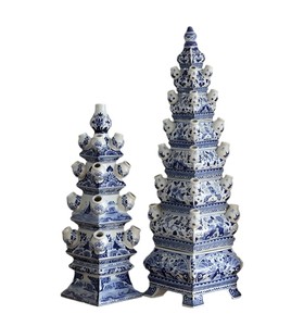 Jarrón de <span class=keywords><strong>Tulipanes</strong></span> con Diseño de Pagoda China Azul y Blanca Tradicional <span class=keywords><strong>para</strong></span> Decoración del Hogar - Product Image 1