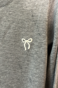 <b>Women's</b> <b>Light</b> Gray Knitted <b>Cardigan</b> Casual Style Front Logo O-Neck Collar - Product Image 3