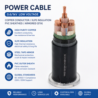 Kabel Daya Multi Inti 0.6/1Kv Vv Yjv Berisolasi PVC Tembaga 10mm 35mm 50mm 70mm 95mm Pasokan Pabrik untuk Proyek Konstruksi