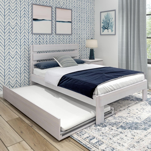 <span class=keywords><strong>Lit</strong></span> superposé moderne en bois massif avec tête <span class=keywords><strong>de</strong></span> <span class=keywords><strong>lit</strong></span> en planches et rangement coulissant, finition blanc cassé, mobilier <span class=keywords><strong>de</strong></span> chambre à coucher - Product Image 1