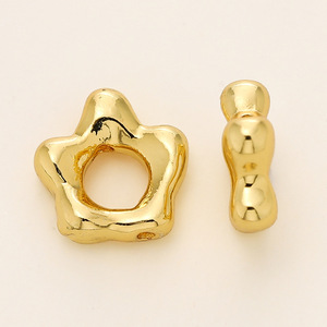 Cuentas espaciadoras con forma de flor, chapadas en cobre, oro y plata, para la fabricación de pulseras, accesorios de joyería DIY, chapado en oro de 18K, círculo hueco irregular. - Product Image 4