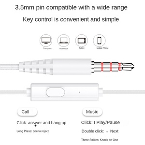 DUDAO Einzigartiges Kabelgebundenes Headset Hohe Klangqualität In-Ear Stecker 3,5mm Mobiltelefon Mikrofon Anrufsteuerung PET-Material 10-15 Stunden - Product Image 3