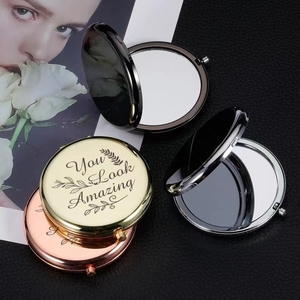 Getinbulk Compact <strong>Mirror</strong> for Purse Double-Sided 1X/2X <strong>Magnifying</strong> Metal Pocket Makeup <strong>Mirrors</strong>(Round, Rose Gold) - Product Image 1