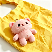 Nouveau design Sac de courses réutilisable en peluche en forme de cochon avec porte-clés cochon mignon en peluche – Vente en gros