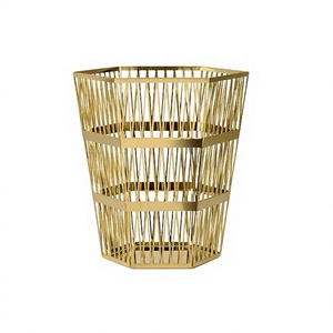 Cubo de basura de diseño clásico, forma redonda, de la mejor calidad, color dorado, de latón, a un precio aceptable. - Product Image 1