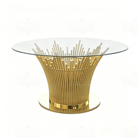 Table ronde en verre transparent pour événements, en acier inoxydable doré, idéale pour mariages et banquets – Offre spéciale