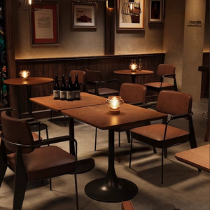 Meubles vintage haut de gamme pour bar et restaurant, ensemble de tables et de chaises pour café, pub, lieu commercial - Product Image 3