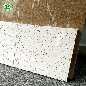 Papan Drop ubin langit-langit 2x2 produsen dekoratif akustik serat Mineral persegi ISO Modern Hotel Papan gipsum tahan air