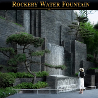 Fontaine d'eau rocheuse naturelle et éclatante avec éclairage commercial RGB/Laser, étanche IP68, personnalisable, écologique, durable, télécommande IA
