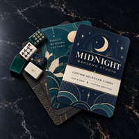Cartes de Mahjong de luxe imprimées UV, motif Midnight Mahjong, pour mélange de tuiles de Mahjong américain, découpées à la forme ondulée festonnée