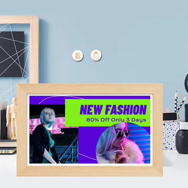 15.6 21.5 24 32 Inch LCD Wooden Digital Photo Art Frame Signage Advertising Video Wall Display Poster Player Android Tablet PC