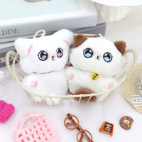 Jandudu A-10 14cm Peluche en tissu doux 3D en forme de chat de dessin animé avec rembourrage en coton PP, pendentif porte-clés