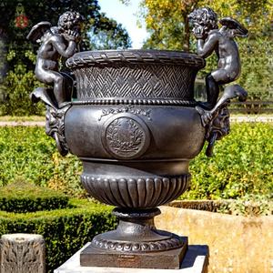 Oeuvre en métal classique coulée Bronze enfant Vase <span class=keywords><strong>Versailles</strong></span> chérubin urne socle Statue - Product Image 3