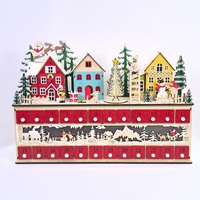 Calendrier de l'Avent en bois naturel avec lumière LED pour la décoration du compte à rebours de Noël de 24 jours