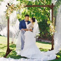 Extérieur rustique champ Style mariage arc bois forêt pelouse scène photographie personnalisé mariage fond support décoration