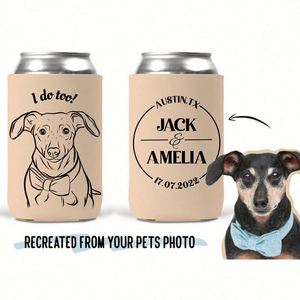 Ilustración Personalizada de Mascotas, Enfriador de Latas para Bodas, Recuerdos de Boda Premium, Porta Bebidas, Kit de Herramientas Promocionales - Product Image 2
