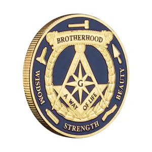 The Free Mason Gold Plated Commemorative Coin Brotherhood A Way Of Life Freemason Souvenir Coin All-seeing Eye Challenge Coin