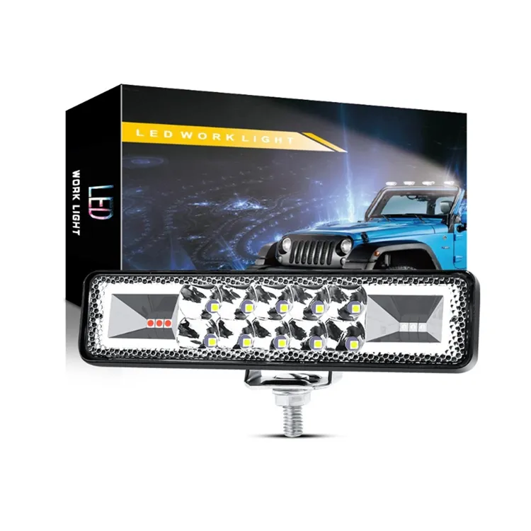 Projecteur led pour camions, chariot avec clignotants led 48W, 12V, 24V, usage droit et gauche, étanche, torche stroboscopique, 6 pouces, 16LED