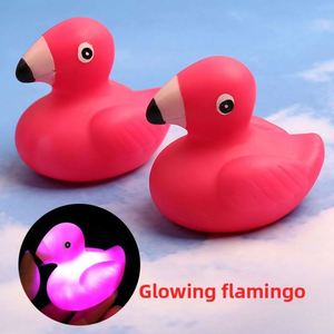 Hot Sale Summer Baby <b>Bathing</b> Flamingo Flashing Touch Sensing Luminous Floating Toy with Plastic Material for 0-24 Months - Product Image 4
