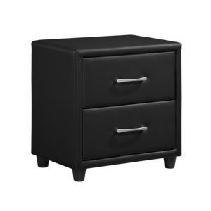 DB Contemporary, 1 pieza, mesita de noche, piel sintética negra duradera con tiradores de barra de tono plateado, muebles elegantes - Product Image 4