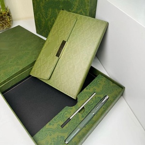 Leather Bound <b>Sewing</b> Binding Lined Notebook Set With Same Color Pen and Gift <b>Box</b> for Students - Product Image 2