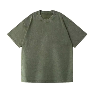 เสื้อยืดผู้ชายคอตตอน 100% ทรงโอเวอร์ไซส์ สีพื้น แขนสั้น คอกลม ดีไซน์เรียบง่าย ผ้าถักน้ำหนัก 230 กรัม แบบซักพิเศษ - Product Image 2