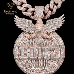 Nuevo Collar con Colgante Personalizado de Águila con Incrustaciones de Diamantes, Medallón de Oro Rosa, Estilo Hip Hop para Hombre, Regalo - Product Image 1