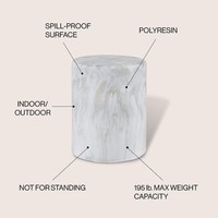 Table d'appoint pour intérieur et extérieur en forme de colonne et finition en faux marbre minimaliste moderne