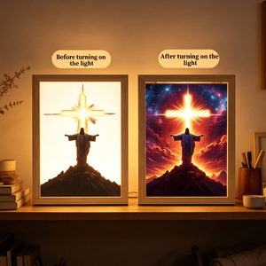 <b>LED</b> <b>Light</b> Painting Wooden Frame Jesus Decoration Home Wall <b>Light</b> Painting Prayer 3D Illuminated Art - Product Image 3