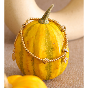 JINYOU 4728 Bracciale in Acciaio Inossidabile con Perline Dorate e Charm Floreale in Zirconia Cubica, Gioiello alla Moda per Vendita all'Ingrosso - Product Image 2