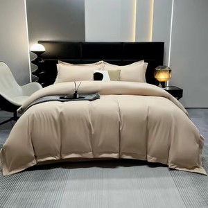 Nouvel ensemble de couette en polyester épais <span class=keywords><strong>160g</strong></span> à bord large, couleur unie, respirant, toutes saisons, quatre pièces, pour hôtels étoilés - Product Image 5