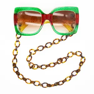 New hot sale retro brown acrylic glasses chain fashion simple hanging neck glasses rope sunglasses acrylic chain
