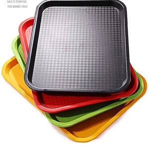 Bandeja de comida rápida de plástico coloreado antideslizante Rectangular para servicio de alimentos de 14 "Bandeja <span class=keywords><strong>KFC</strong></span> Hamburg Bandeja para servir en el Hotel - Product Image 2