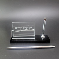 Accessoires de bureau en cristal avec ensembles de table, ensemble de stylos en cristal et porte-cartes de visite pour décoration de table, cadeau d'anniversaire
