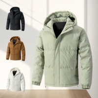 Veste d'hiver pour homme personnalisée, chaude et respirante, avec fermeture éclair, couleur unie, à capuche, en duvet, veste décontractée d'hiver pour l'extérieur, coupe-vent