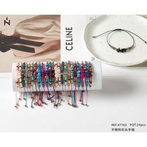 Bracelet perlé en pierre multicolore de forme irrégulière, 24 pièces, bijoux à la mode - Product Image 3