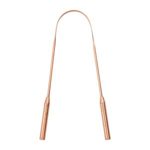 Limpiador de raspador de lengua de cobre puro 100% antimicrobiano reutilizable de higiene bucal para el tratamiento del mal aliento - Product Image 1