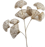 Décoration de mariage, centre de table, accessoires, feuilles de plantes de Ginkgo, feuilles artificielles dorées