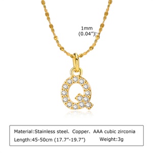 Gold Plated Letter <b>Necklace</b> Custom 26 Zircon Letter Pendant <b>Necklaces</b> - Product Image 5