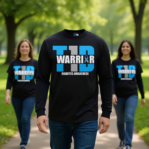 Camiseta de manga larga T1D Warrior para concienciación sobre la diabetes tipo 1 - Product Image 3