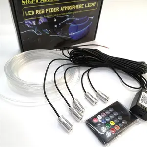 Nội thất xe LED Strip Lights với không dây RGB 5 trong 1 môi trường xung quanh Bộ dụng cụ chiếu sáng sợi quang xe đèn neon
