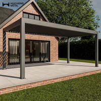 Pergola autoportante en aluminium gris foncé résistante aux intempéries, à lames orientables, écologique, pour jardin résidentiel