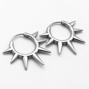 Pendientes de aro yunique con forma de púa, diseño geométrico de acero de titanio, joyería de moda - Product Image 1
